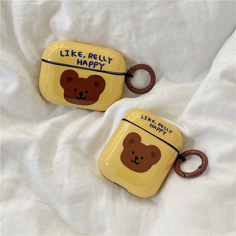 Adorable Pochette De Protection Airpods Pro Avec Un Ours Jaune display picture 1