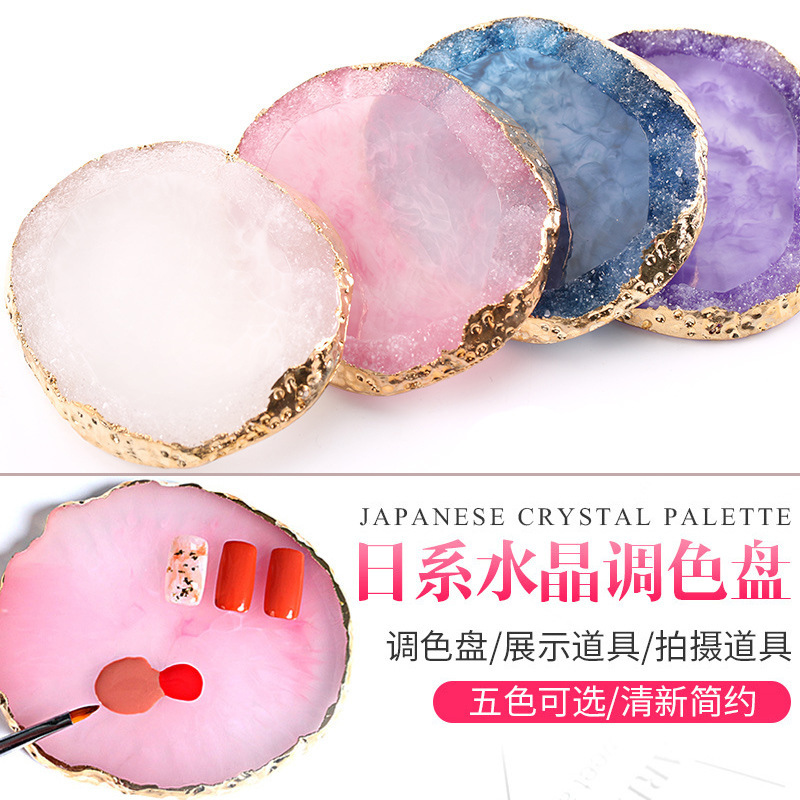 Nail art palette display plate nail polish Japanese Crystal marble table agate stone polish gel glass plate