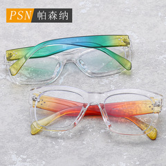 新款彩色透明PC近視眼鏡框架INS小眾防藍光平光鏡素顏裝飾眼鏡框