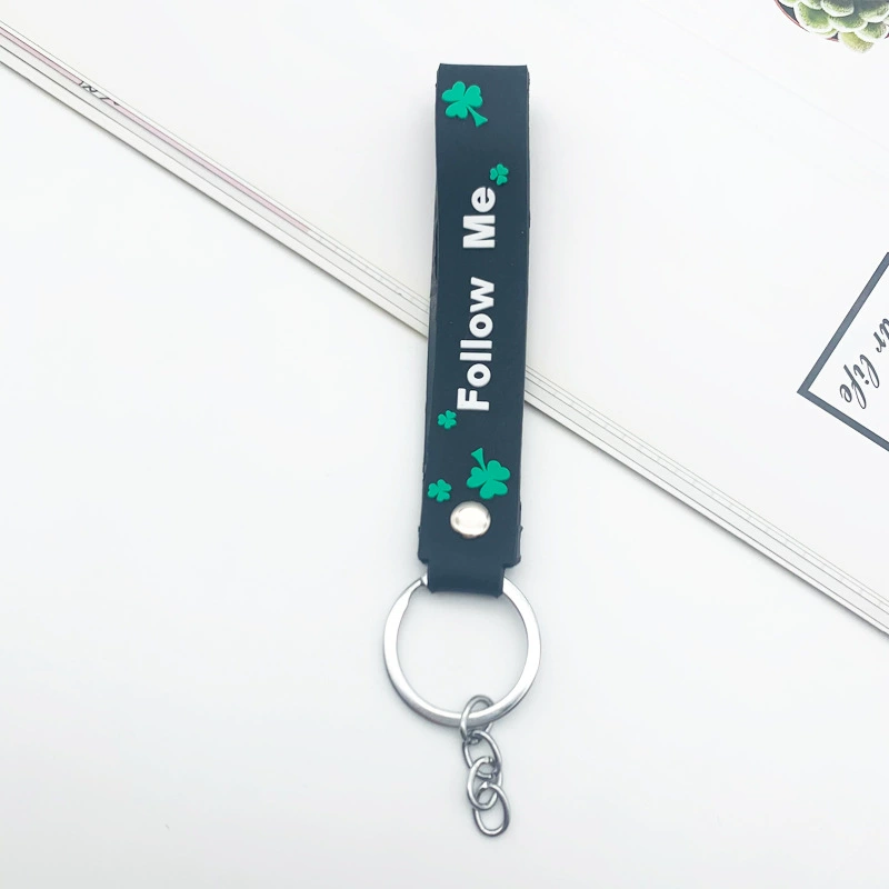Creative car keys, handheld keychain PVC, silicone doll, four-leaf clover