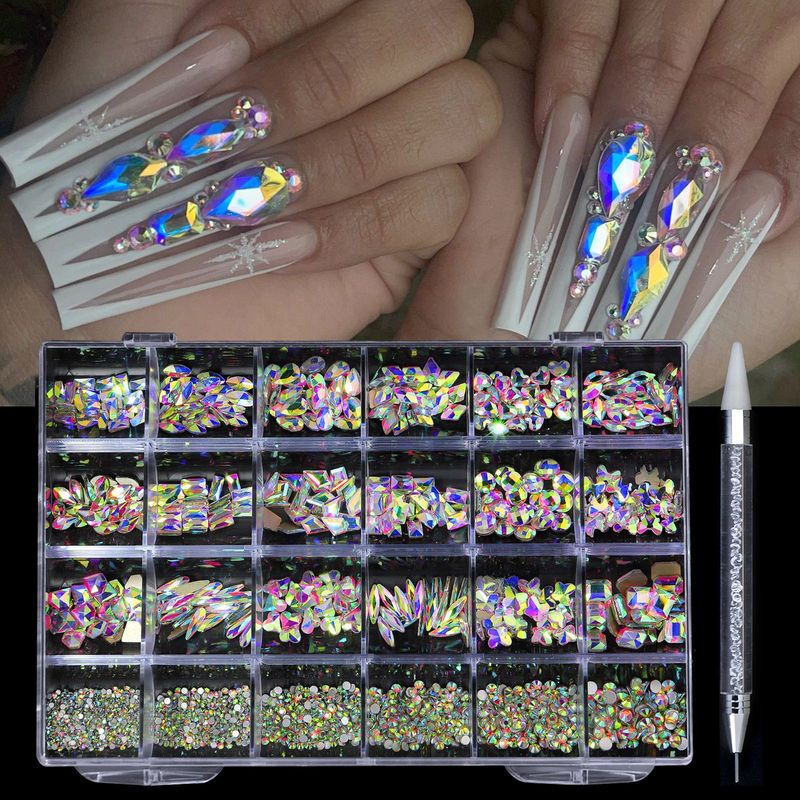 24-Grids Nail Art Diamond Boxed Special-Shaped Diamond with Crystal Dot Crayon Nail Jewelry Manicure Set 24-Grids Nail Art Diamond Boxed Special-Shaped Diamond with Crystal Dot Crayon Nail Jewelry Manicure Set