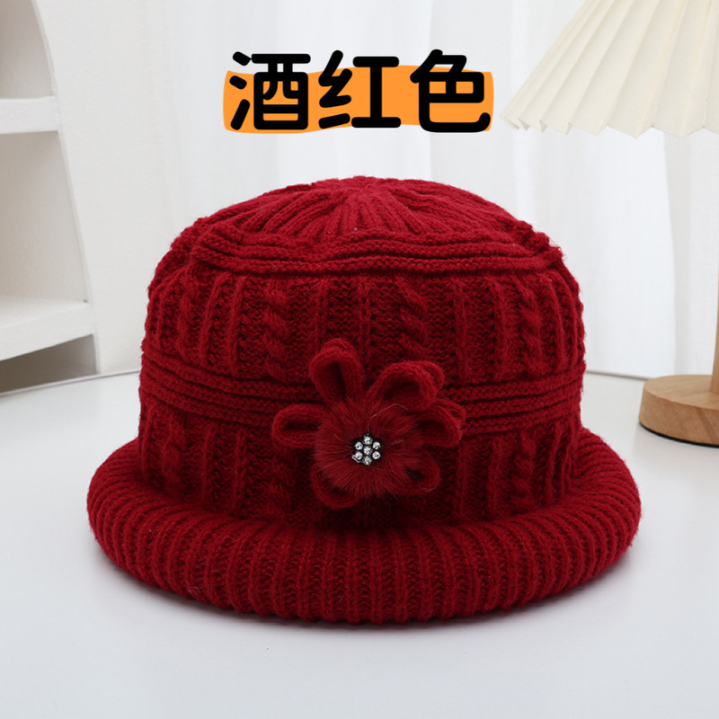 新款秋冬中老年加厚保暖帽子女毛线帽妈妈奶奶老人老太太婆婆帽子|undefined
