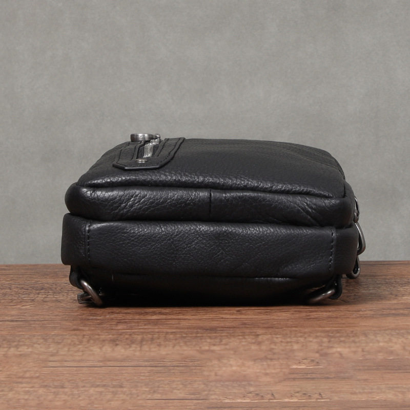 Túi đeo chéo nam da bò thật kiểu đeo ngực tiện lợi 18×8×31 cm — Màu đen chi tiết 3