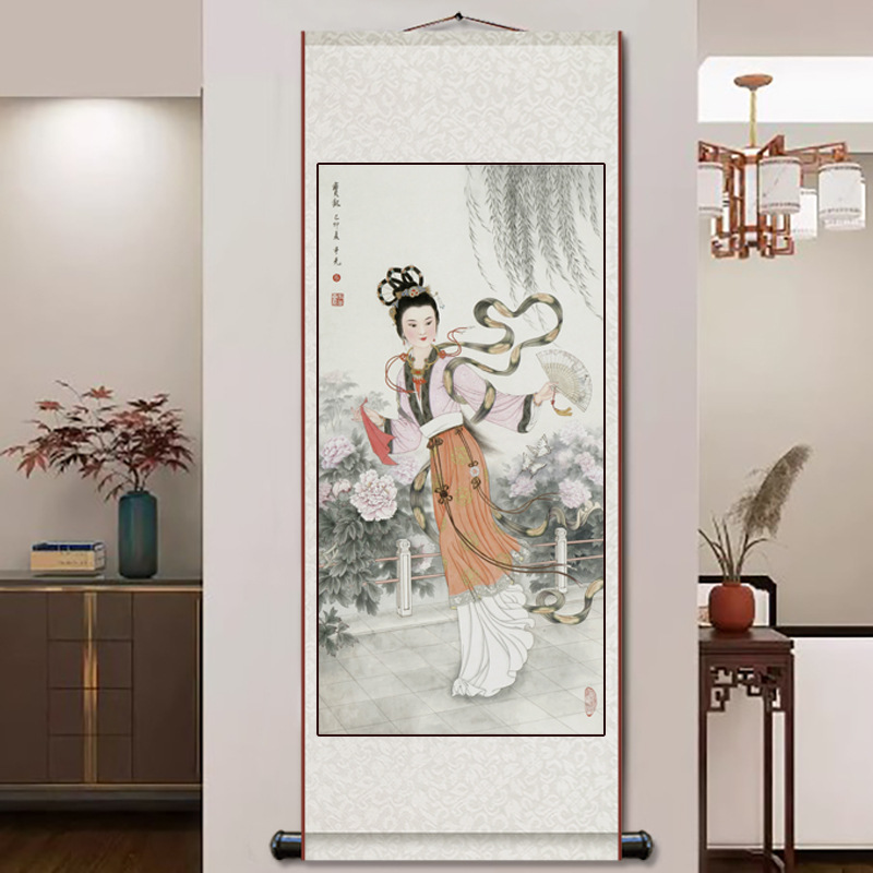 红楼梦金陵十二钗人物卷轴挂画客厅走廊过道装饰画书房画
