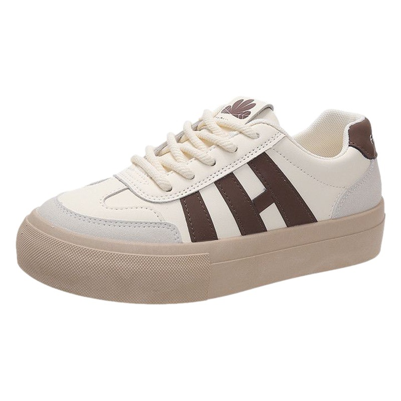 Zapatillas blancas de suela gruesa para mujer, nuevo modelo otoño 2025, zapatillas retro casuales transpirables y versátiles, calzado deportivo de exportación para estudiantes.