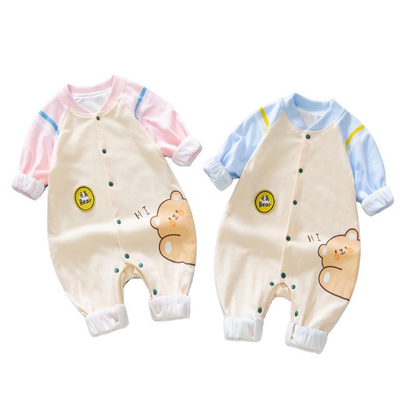 Bebé recién nacido mono primavera y otoño bebé de doble capa de algodón mameluco de manga larga dibujos animados lindo Super lindo fiesta romper