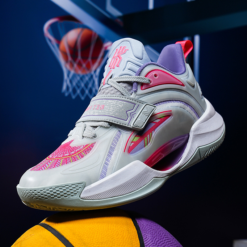 Fricción, sonido, resistencia al desgaste, antideslizante, alto rebote, zapatos de baloncesto de combate real, hombres y mujeres, estilo universitario de todo fósforo, zapatos deportivos de velcro casuales