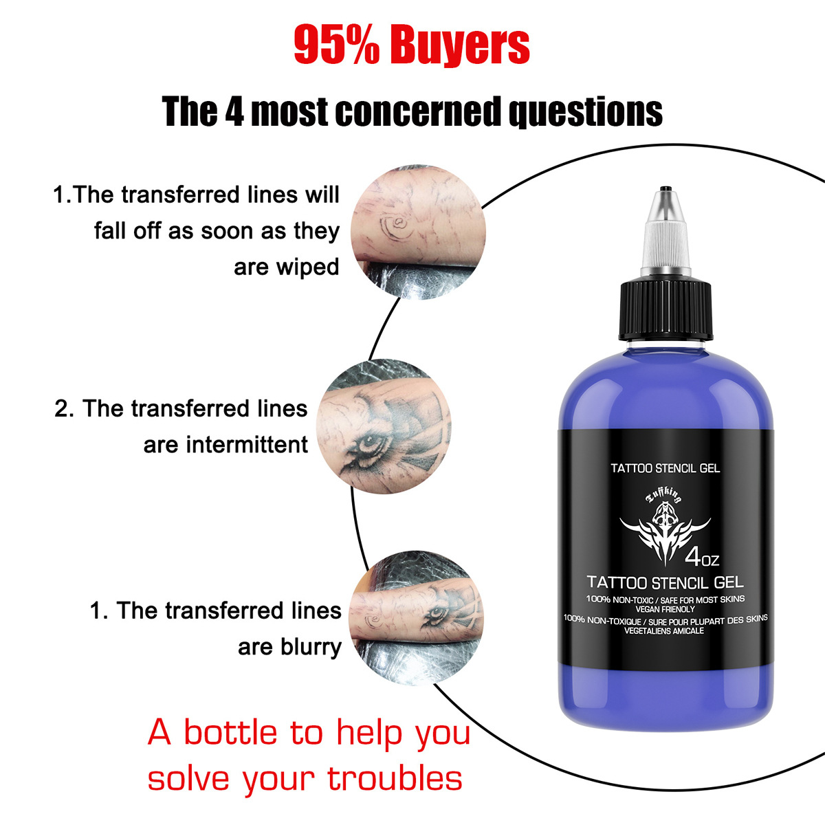 Tuffking gel de transferencia de tatuaje crema de transferencia de larga duración color fijación tatuaje herramienta de tatuaje consumibles