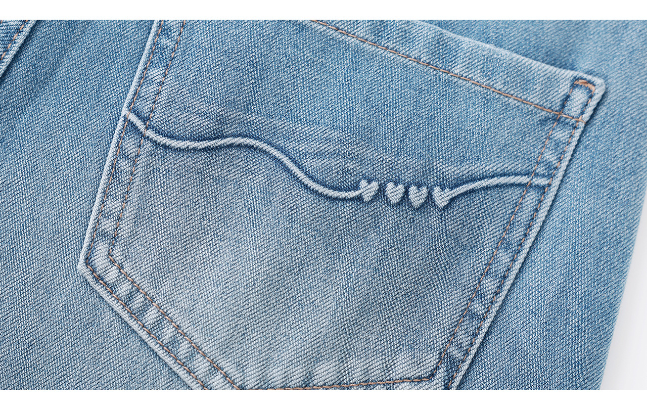 Quần jean nữ cạp cao ống rộng chất liệu cotton pha sợi co giãn mềm mại — xanh lam chi tiết 31