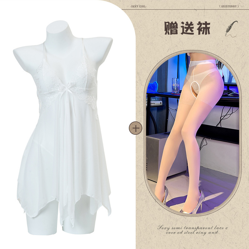 흰색 오픈 가랑이 양말