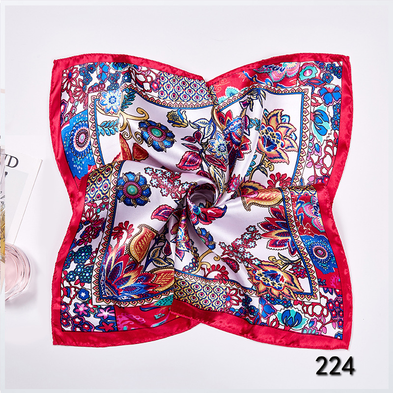 35g Weight Silk Scarf Classification Office, Daily Occasion Satin Cloth Material Star, Flower Pattern Spring&Summer Season Women's Gender Printing Design Elegant Style Women's Elegant Star Flower Satin Cloth Printing Silk Scarf 20