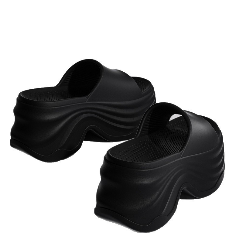 12cm de altura de fondo de zapatillas de verano nuevo tacones altos antideslizantes para usar en casa Eva zapatillas frías damas