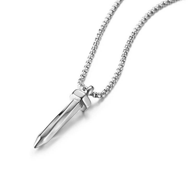 Neue Halskette in Nagelform aus Edelstahl, koreanische Version, modisch, trendig, vielseitig für Männer und Frauen, schlicht_voghion.com