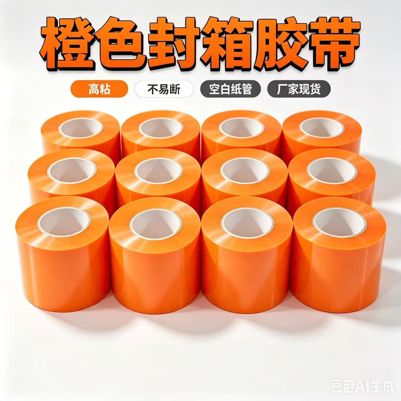 张家港厂家橙色打包胶带 BOPP亮色分类胶带