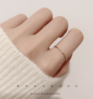 洗手不用摘镶钻细线条单圈简约单钻戒指女18K包金食指戒时尚指环