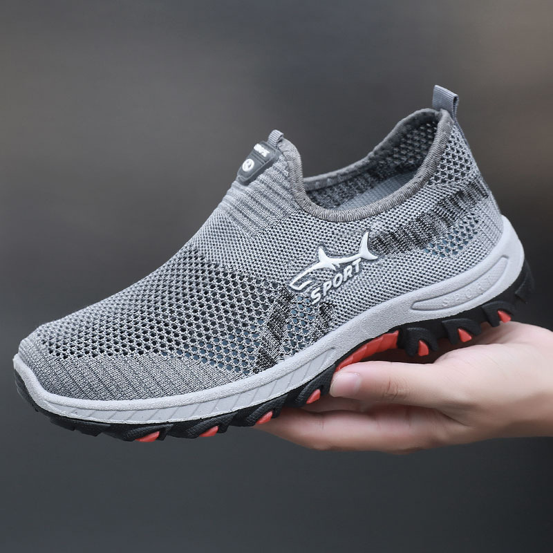 Shark Mesh Shoes for Men Temu Cross-Border Outdoor Lightweight Hiking Shoes Large Size Breathable Thick-Soled Shoes for Men