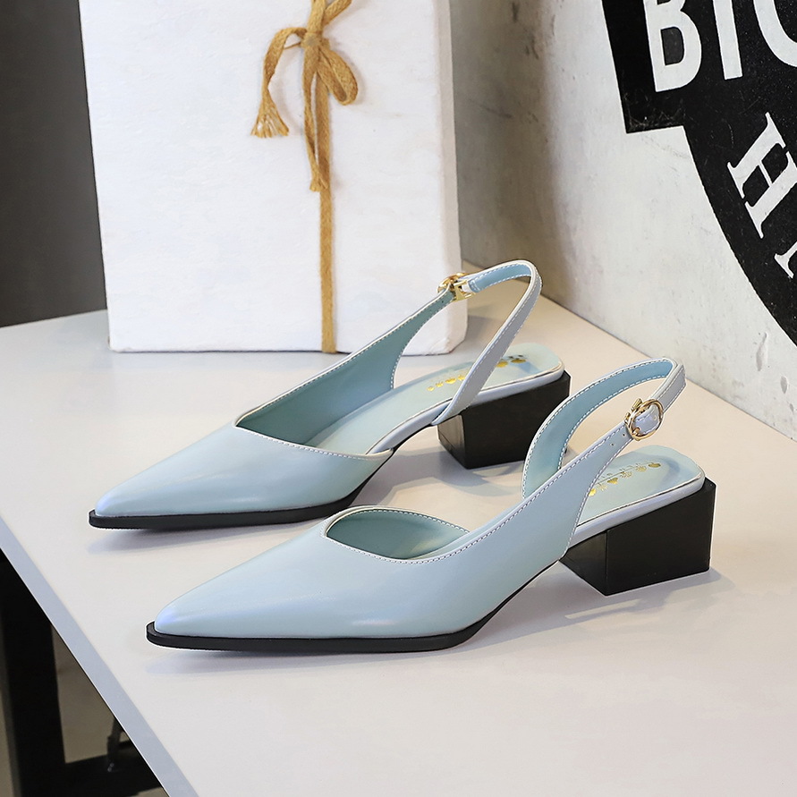 Women's Mid Heel Pumps Korean Style Pointed Toe Chunky Heels_voghion.com