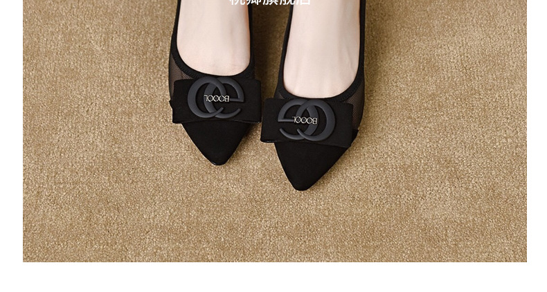 Giày sandal nữ mũi nhọn gót thấp 5 cm, da lưới thoáng khí, bít mũi hở gót — Chiều cao gót 5 cm chi tiết 25