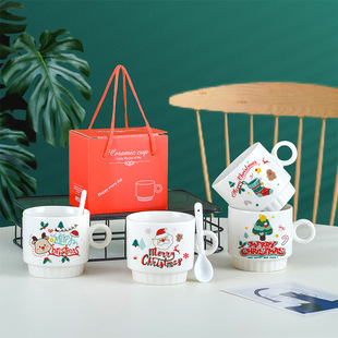 Christmas Ceramic Cup Souvenir Holiday Cartoon Creative Mug Gift Cup Logo Advertising Event