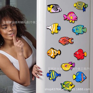 Cartoon clown fish refrigerator magnets diy fish pvc magnetic refrigerator magnets decorative accessories high sense of cross-border wholesale