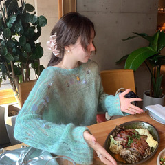 theWang羊驼毛羊毛套头针织衫毛衣女2025早秋氛围感穿搭镂空上衣