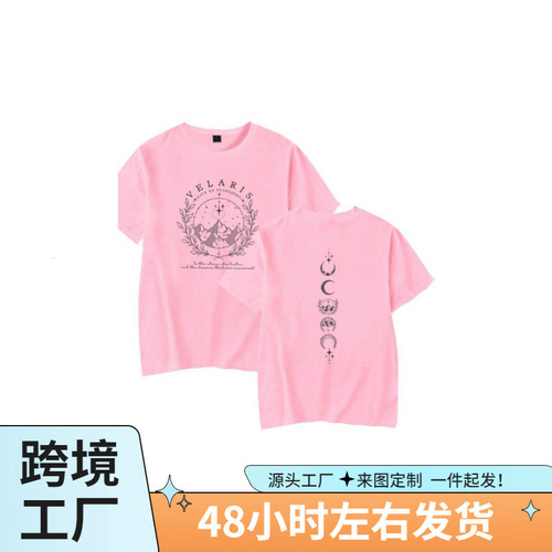 Moon Moon Lunar Eclipse Print White Letters Simple Trendy Cotton T-Shirt for Women