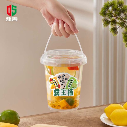 Dingshan Famous Online Hand-held Milk Tea Water Bucket Cup King Cup Fruit Tea Bucket 1000ml Beverage Injection Cup Large Bucket Commercial Use