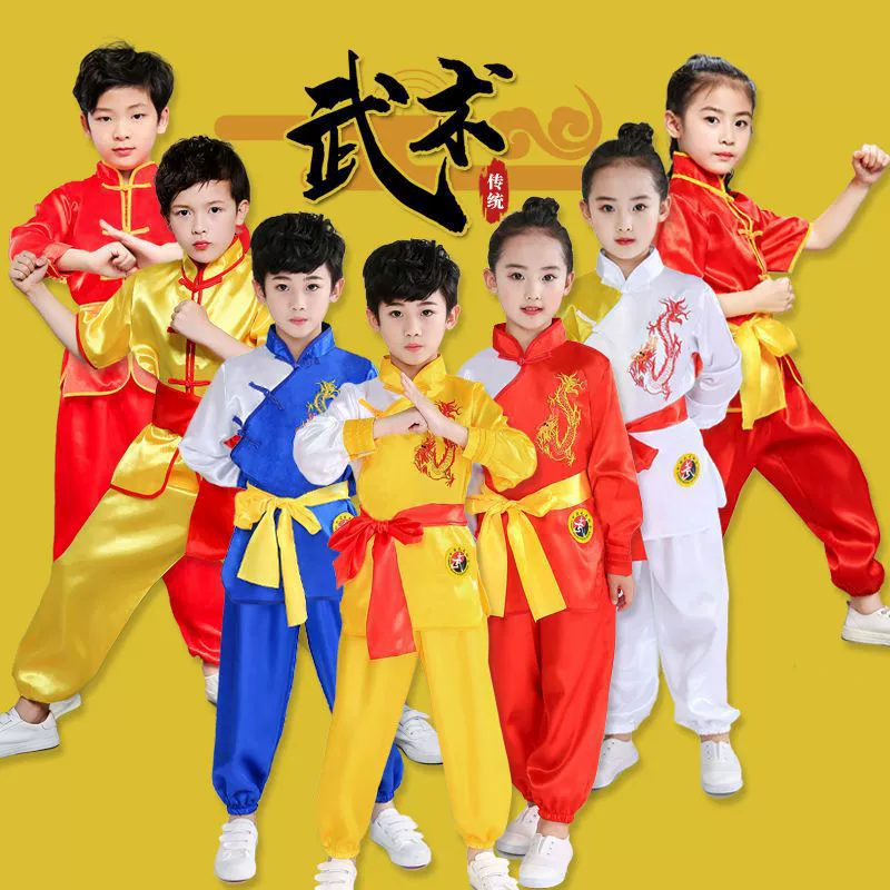 Новогодняя одежда для боевых искусств, детское тренировочное представление, одежда для тай-чи, одежда для мальчиков и девочек, одежда для выступлений в китайском стиле, одежда для боевых искусств