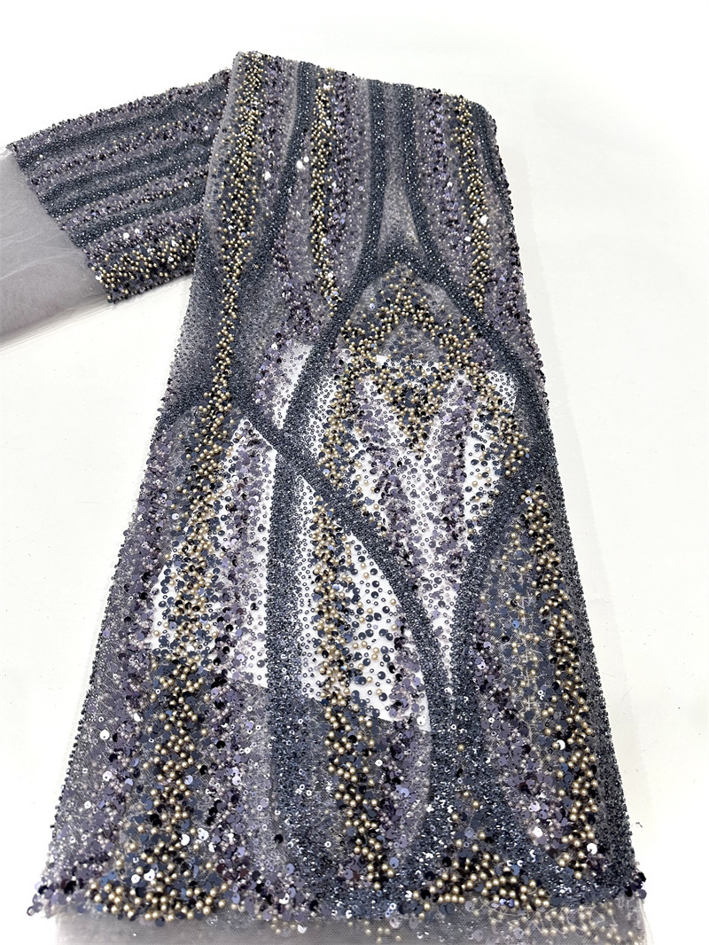 Tejido de sequilla tubo de cuentas bordado red de hilo inferior bordado cuentas de rendimiento ropa de vestido de ropa de niños tela bordado tridimensional bordado image 8