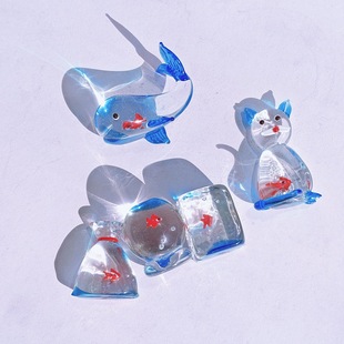 Handmade Glass Fish Tank Lucky Bag Whale Ornaments Creative Glass Crafts Cute Decoration Car Home Landscaping
