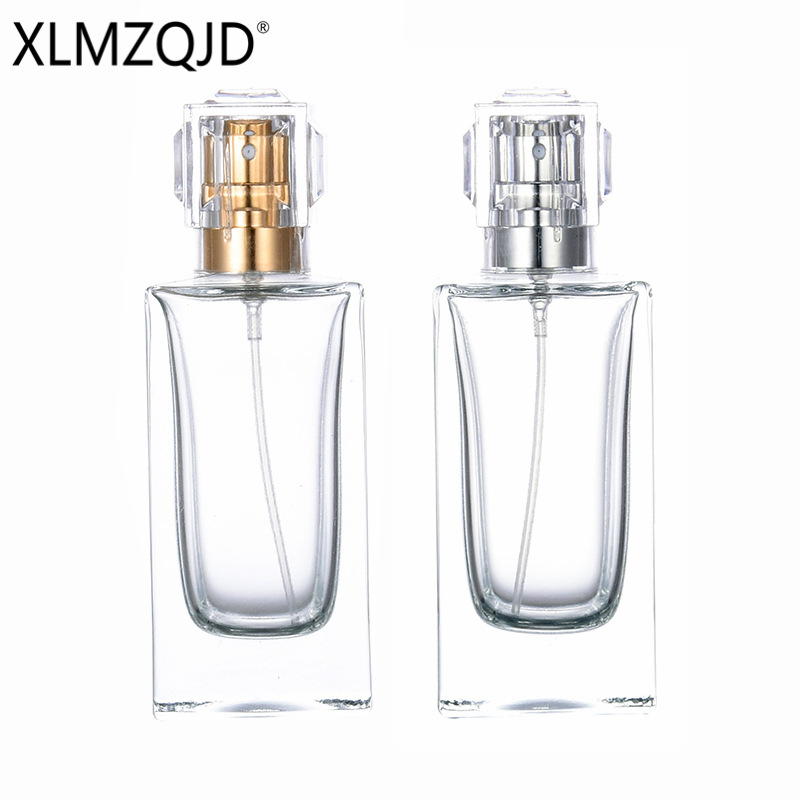 现货供应B073-50ml长四方厚底玻璃分装瓶/香水瓶/喷雾瓶/按压空瓶