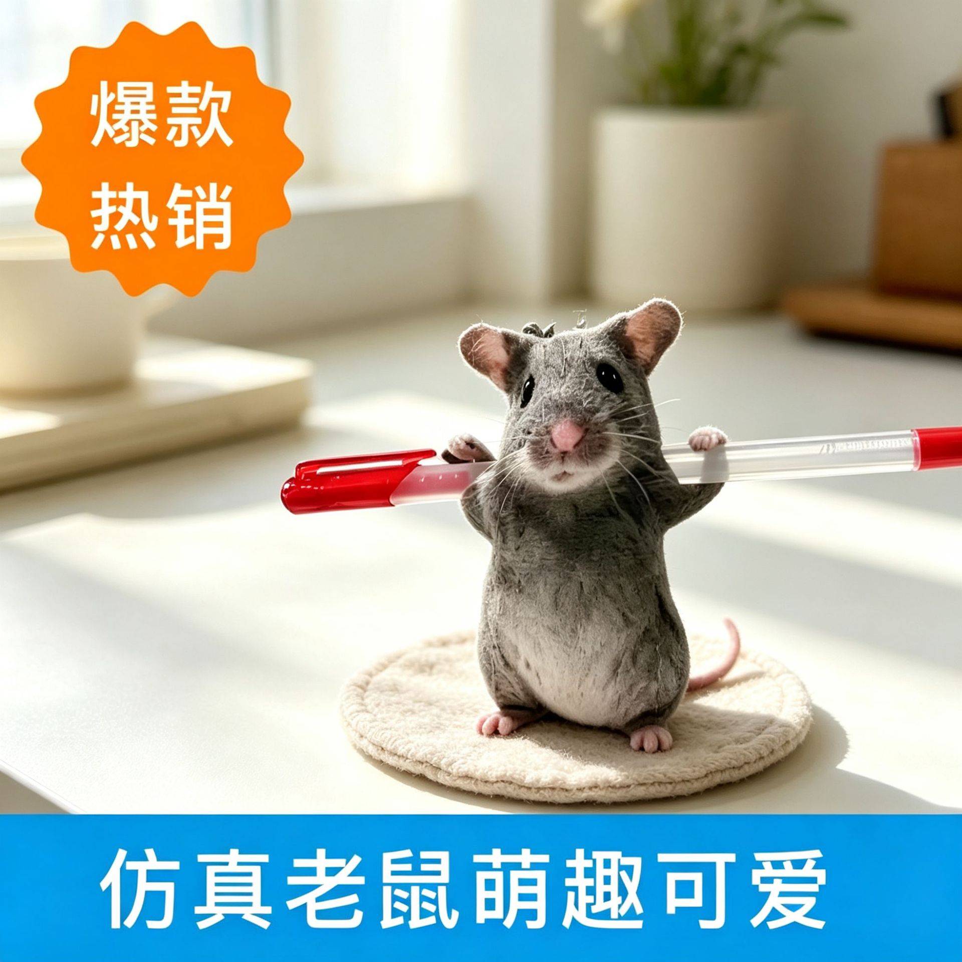 Realistic mouse plush toy, cute and quirky, perfect as a keychain, backpack charm, or for decorating school bags – wholesale available