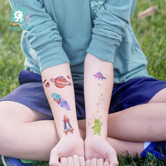 2023新款跨境防水閃粉紋身貼紙夢幻太空紋身貼卡通兒童紋身貼紙