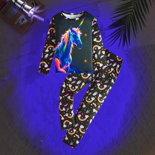 Kids Pajamas Children's Sleepwear Children's Homewear Glow-in-the-Dark Fluorescent 3D Printed Boys' and Girls' Suit Sleepwear