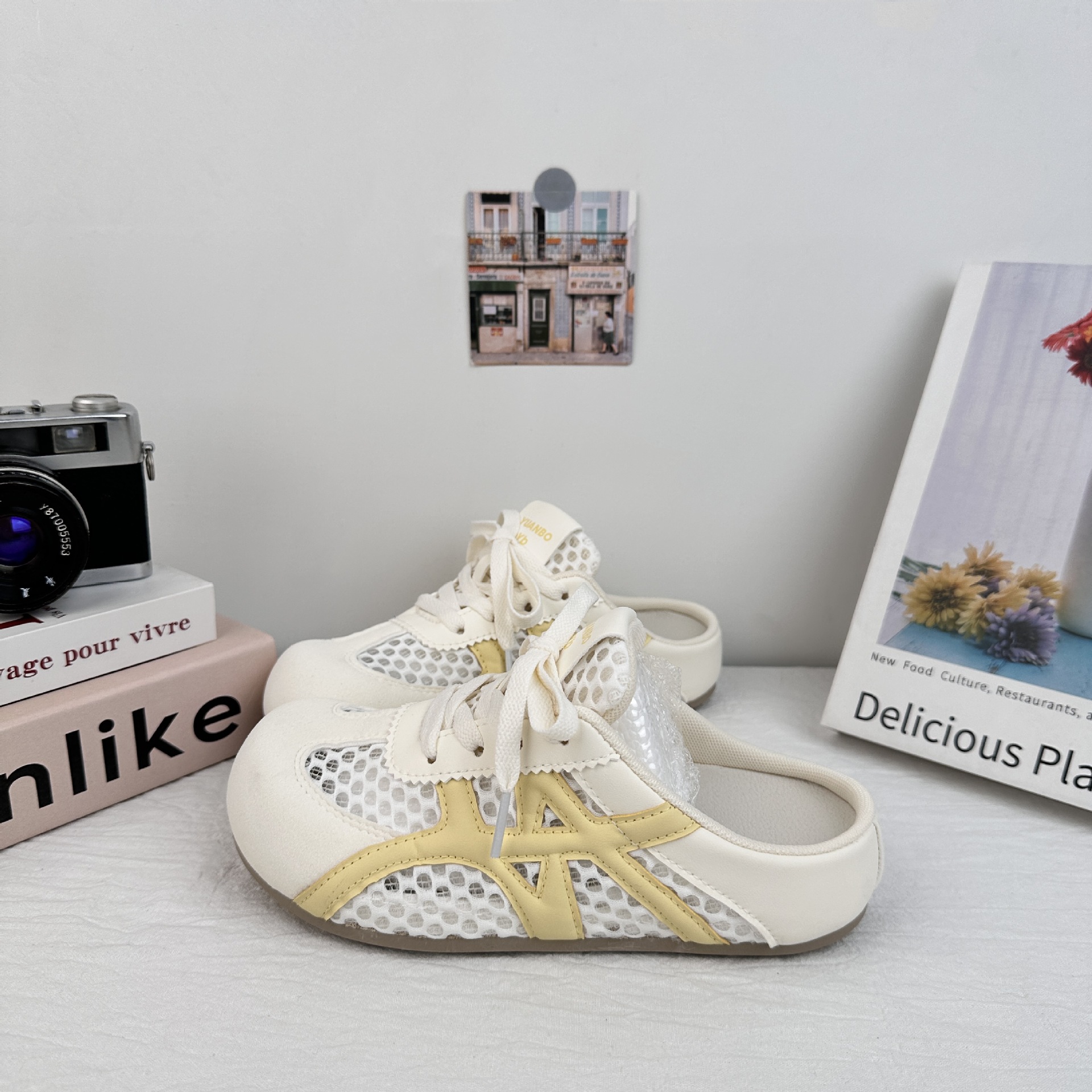 Far Bo Bo Ken zapatos para mujeres 2025 nuevas zapatillas de verano zapatos blancos zapatos de skate mitad zapatos de mujer