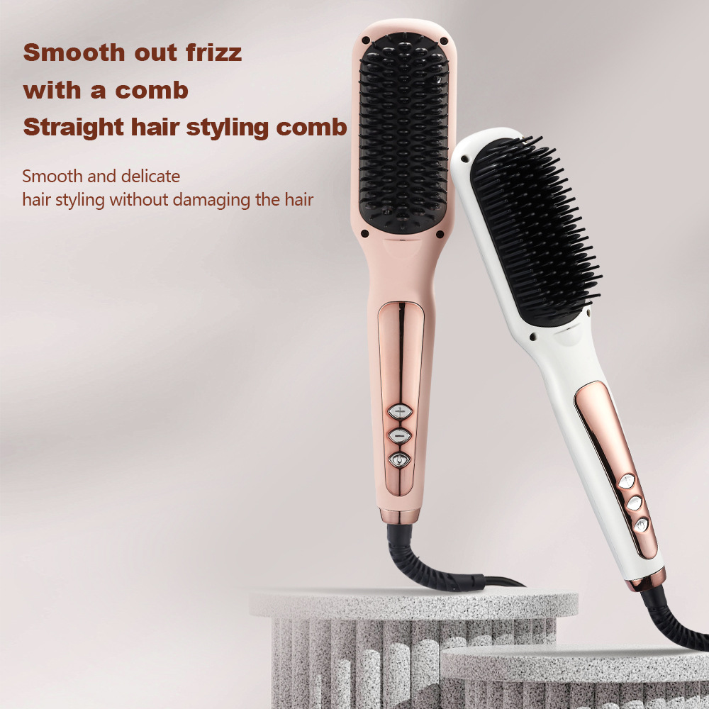 Anti-Scald Comb with Dual-Purpose Straightening and Curling Teeth, Hair Straightener, Curling Comb, Volumizing Hairbrush, Hair Care Comb That Won'T Damage Hair