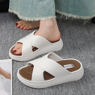 Summer Thick-Soled Slippers, Cross-Style Slippers for Women, Home Slippers, Indoor and Outdoor Soft-Soled Slippers Wholesale