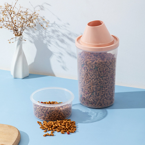 Pet food storage tank plastic sealed tank household cat food storage tank moisture-proof refilling tank pet cat supplies