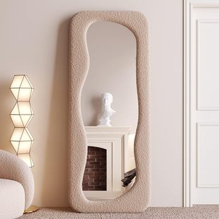 Full-Length Mirror, Fashionable Cloth-Wrapped Mirror, Dressing Mirror, Floor-To-Ceiling Mirror, Girls' Bedroom Makeup, Stereo Wall-Mounted Fitting Mirror