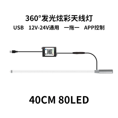 Cross-border colorful LED flagpole light 12-24V beach off-road vehicle motorcycle tail light RGB running light antenna light (İşçi projektorları) - one-to-one-40cm-80led