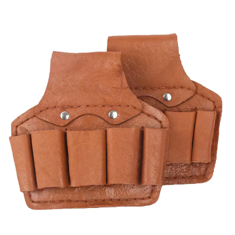 Primera capa de cuero de vaca alicates conjunto de cinco-conjunto de electricista anidado trabajo estuche de cuero kit sitio de construcción de protección laboral bolsa de cintura de electricista
