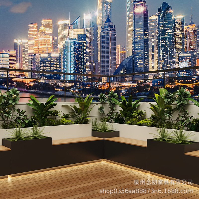 戸外鉄芸花箱組合せ販売部商店街は緑化花壇カフェ街のステンレス花溝を遮断している