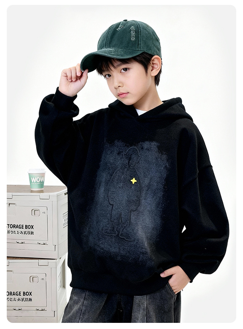 Jongens hoodie met capuchon losvallende pullover trui voor kids_voghion.com