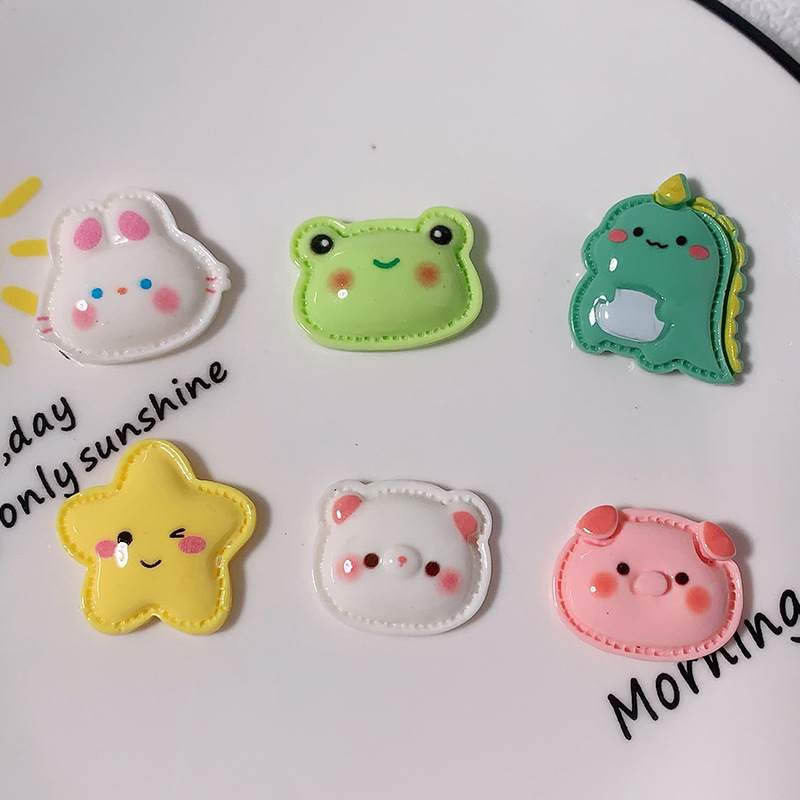 Nuevos dibujos animados emoticones de animales diy accesorios de resina crema pegamento para el cabello clips de cabello agujero de la carcasa del teléfono móvil parches de hebilla de zapatos