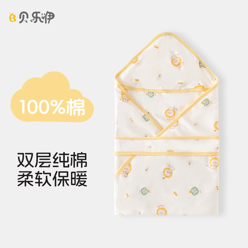Y2302 Baby Blanket Pure Cotton Newborn Swaddle Wrap Baby Swaddle Blanket Four Seasons Double-Layer Brushed Wrap