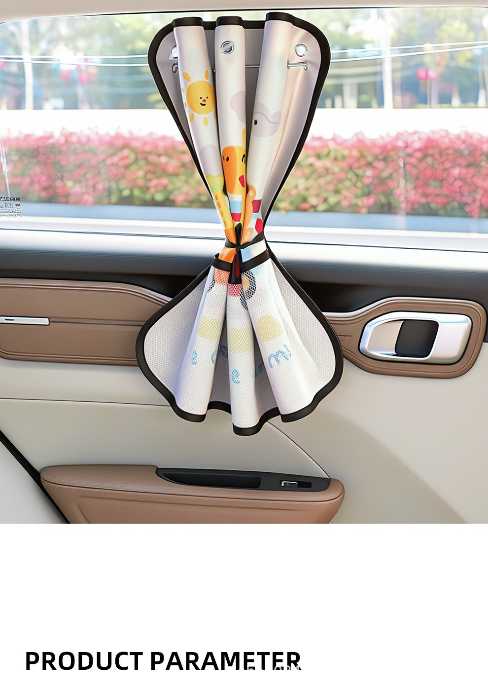 Car Sunshade Curtain with Suction Cups, Mosquito-Proof Curtain for Children in the Back Seat, Heat Insulation, Sun Protection, Privacy Curtain, Car Window Shade