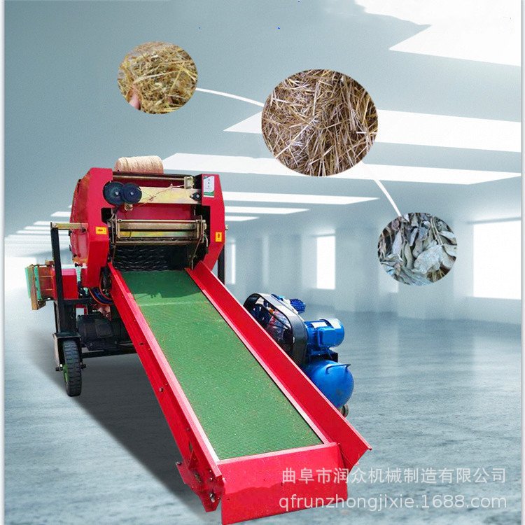 牵引式液压稻草压块机 地瓜秧秸秆破碎打捆机 牛羊青储饲料包膜机