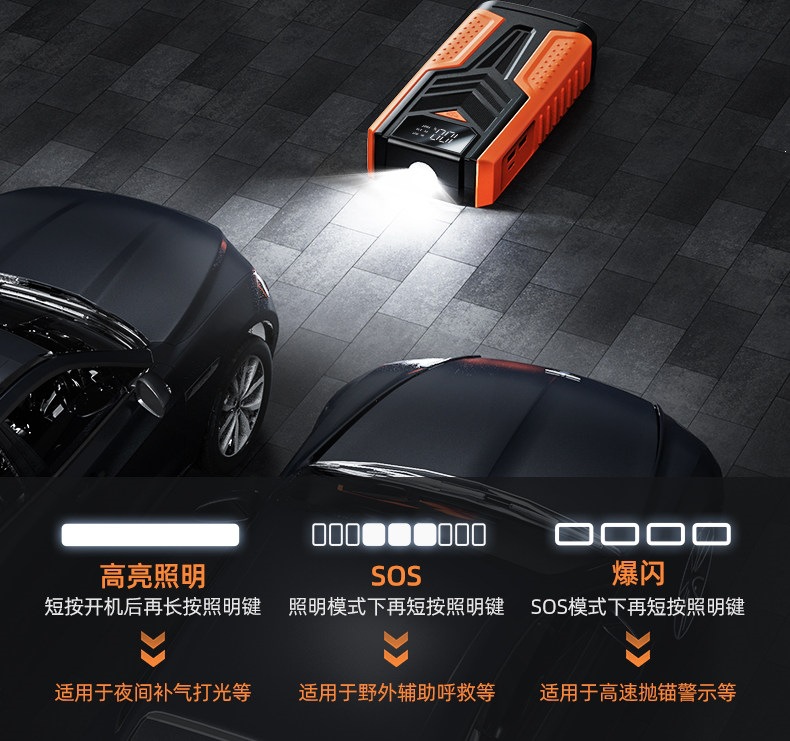 Newman V8 Car Emergency Jump Starter Large Capacity Powerful Vehicle Rescue Power Bank Battery Charger Gadget