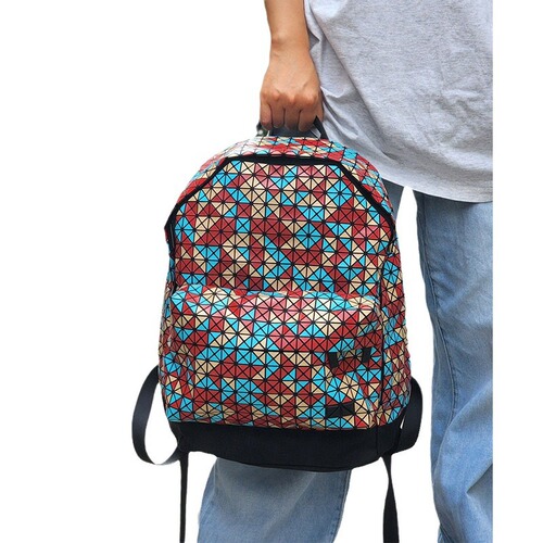 23 Original Factory New Geometric Diamond Grid Women's Bag Large Capacity Silicone Grid Dual Shoulder Bag Computer Backpack Student School Bag