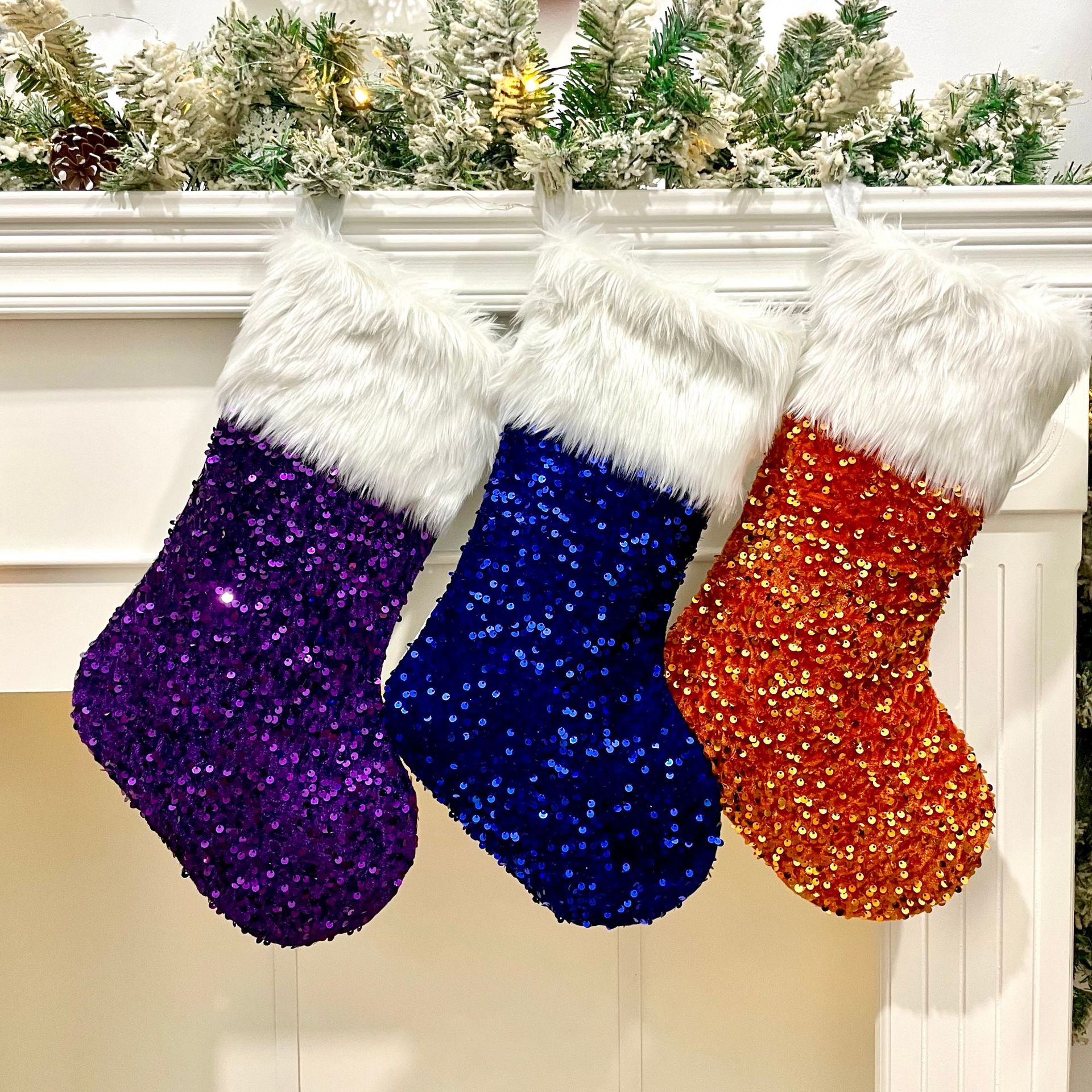 Nuevos productos transfronterizos regalos de Navidad bolsas de dulces de peluche calcetines de Navidad colgantes de árbol de Navidad artículos de decoración de Navidad